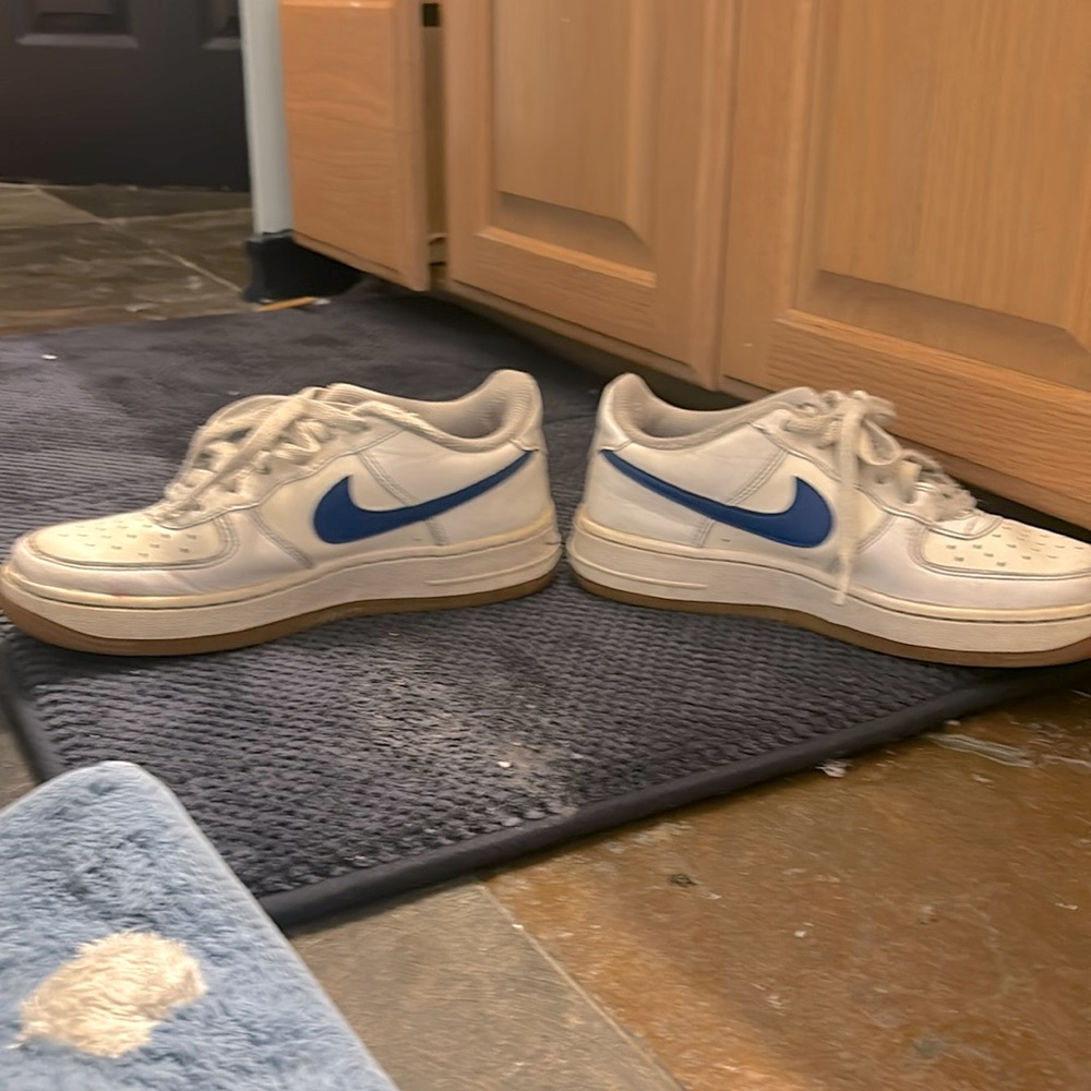 White and Blue Air Force Ones in great condition.